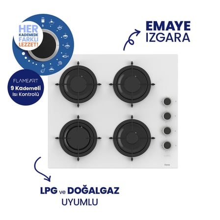 Ferre Pizzart & Fryart Beyaz Ankastre Set QEP65CB+CS206-FA+D081-SA