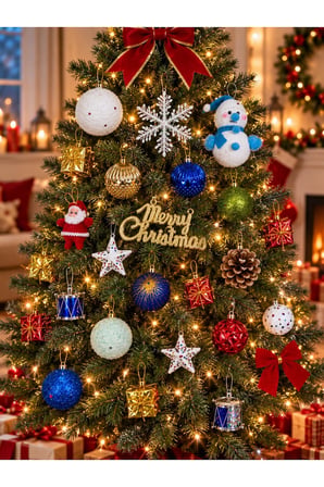 Yeni Yıla Özel 26 Parça Yılbaşı Ağacı Süs Seti Noel Dekoru Karışık Yılbaşı Aksesuarları Süsleme Seti