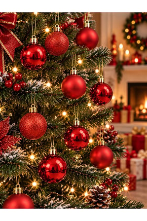 Yeni Yıla Özel 12 Parça Yılbaşı Çam Ağacı Topları Kırmızı Renkli Noel Ağacı Süs Topları 4 CM