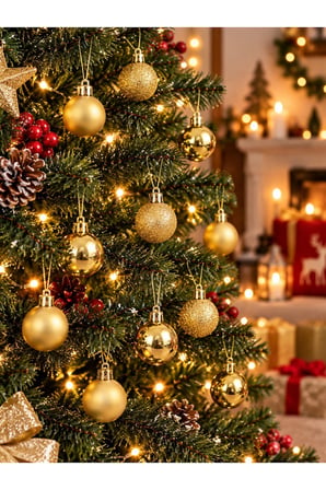 Yeni Yıla Özel 12 Parça Yılbaşı Çam Ağacı Topları Sarı Gold Renkli Noel Ağacı Süs Topları 4 CM