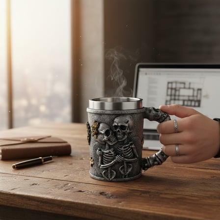 Ejderha Figürlü 3D Tasarım Kupa – Paslanmaz Çelik İç Hazneli Dekoratif Mug 