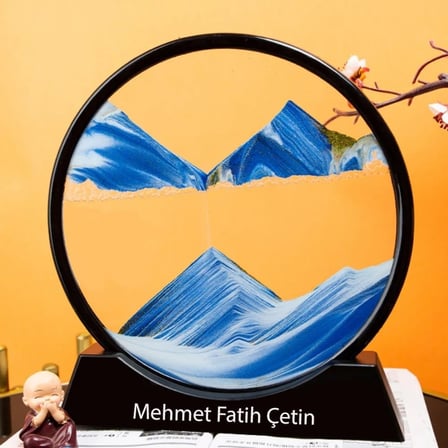 Kişiye Özel İsimli Hareketli Kum Saati & Newton Toplu Masa Saati Dekoratif Ofis Hediyesi