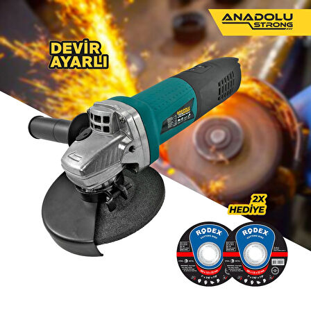 Anadolu Strong ANS1006 Devir Ayarlı Spral Taşlama 1100 watt 125 mm Disk Çapı 2 Adet Disk Hediye