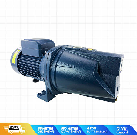 İbeltech Jet1500AH 2Hp Bakır Sargılı 1'' 55 Metre Dik Basar Jet Pompa