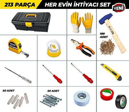 213 Parça El Aleti Seti Dolu Takım Çantası 12'' -Her Evin İhtiyacı