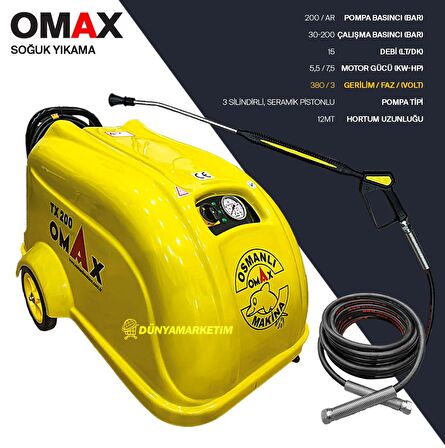 Omax Profesyonel TX 200 Basınçlı Yıkama Makinası İtaly Pompa