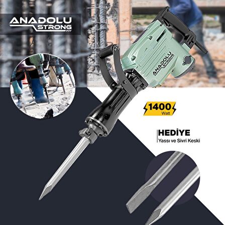 ANS1059 Profesyonel 25 Joule 14 Kg Kırıcı Hilti Matkap 2 Adet Uc Hediyeli