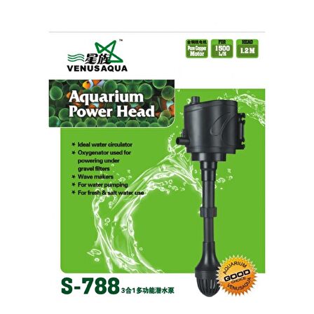 Venusaqua S-788 Akvaryum Tepe Filtresi Yüzey Emici Aparatlı 25 Watt 1500L/H 