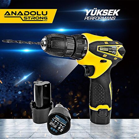 ANS1062S 12 Volt Sarı Çift Akülü Matkap Seti