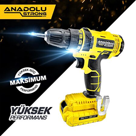 ANS1072 24 Volt Sarı Çift Akülü Matkap Seti