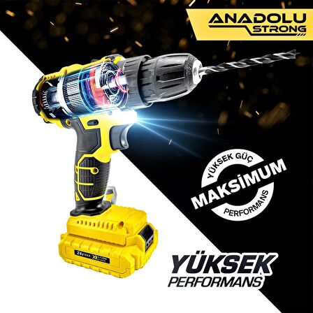 ANS1072 24 Volt Sarı Çift Akülü Matkap Seti