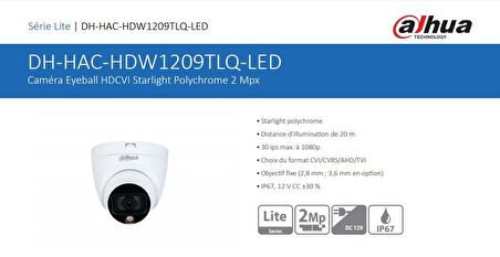 Dahua DH-HAC-HDW1209TLQP-LED 2 Megapiksel HD Dome Güvenlik Kamerası