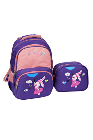 SEVİMLİ TAVŞAN Kız Çocuk İlkokul Sırt Çantası Ve Beslenme Çantası  Pembe 