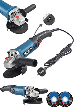 Rowermax RWRX-3803 3500 W Devir Ayarlı Spiral Taşlama Makinası Avuç İçi Taşlama 125 mm 2 Adet Diskli