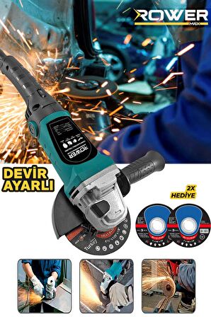 Rowermax RWRX-3803 3500 W Devir Ayarlı Spiral Taşlama Makinası Avuç İçi Taşlama 125 mm 2 Adet Diskli