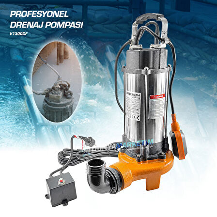 IBELTECH V1300DF 2 inç 1.5 Hp Bıçaklı Foseptik Dalgıç Pompa Kirli Su Dalgıç Pompa 1300w Parçalayıcı