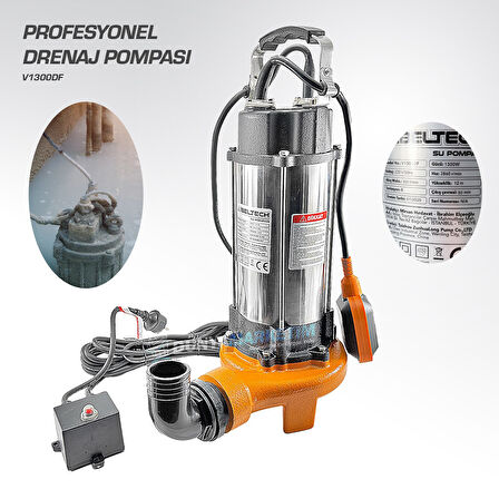 IBELTECH V1300DF 2 inç 1.5 Hp Bıçaklı Foseptik Dalgıç Pompa Kirli Su Dalgıç Pompa 1300w Parçalayıcı