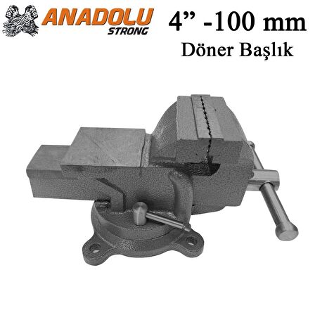 Büyük Boy 100mm 4" 360" Dönerli Taban Dövme Çelik Sabit Tezgah Masa Mengenesi