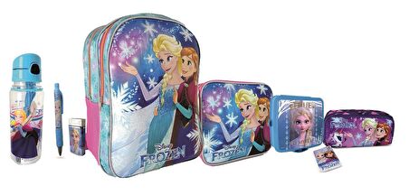 Frozen Lisanslı Işıltılı Çanta, Beslenme Çantası,Kalem Kutu,Beslenme Kabı ve Suluk