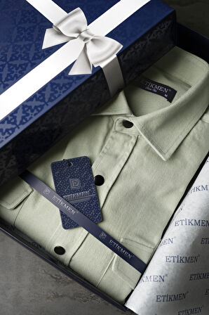 Açık Taş Rengi Slimfit Gerçek Kot Erkek Gömlek