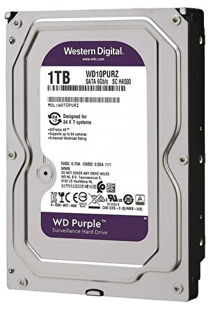 WD DV Purple 3.5 inç 1 TB 5400 RPM Sata 3.0 Harddisk 