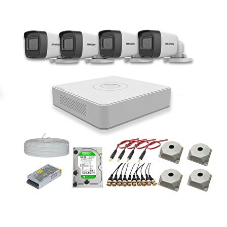 Hikvision 2mp 4 kameralı Dış ortam AHD HD-TVI Full Kamera Seti 2TB Disk