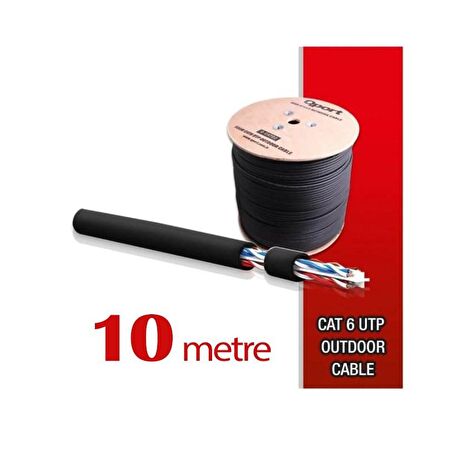 Qport Yüksek Bakır Utp 23Awg 0.58 MM Dış Ortam Cat6 Outdoor Kablo 10 Metre