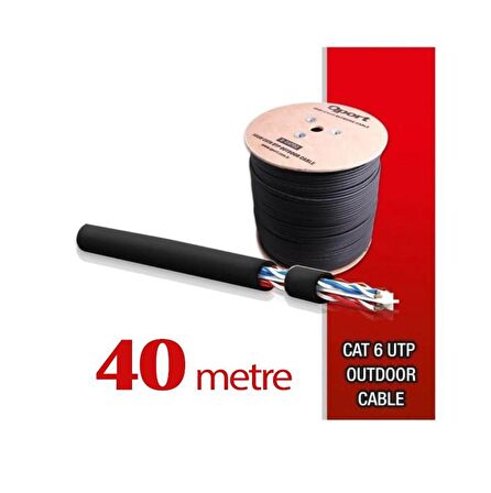 Qport Yüksek Bakır Utp 23Awg 0.58 MM Dış Ortam Cat6 Outdoor Kablo 40 Metre