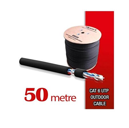 Qport Yüksek Bakır Utp 23Awg 0.58 MM Dış Ortam Cat6 Outdoor Kablo 50 Metre