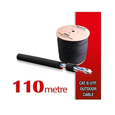 Qport Yüksek Bakır Utp 23Awg 0.58 MM Dış Ortam Cat6 Outdoor Kablo 110 Metre