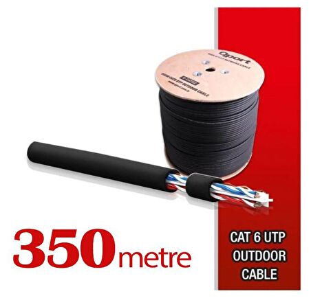 Qport Yüksek Bakır Utp 23Awg 0.58 MM Dış Ortam Cat6 Outdoor Kablo 350 Metre