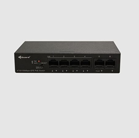 VGuard VG-SW1004P-60 4 Port Poe + 2 Port Uplink Yönetilemeyen PoE Switch 