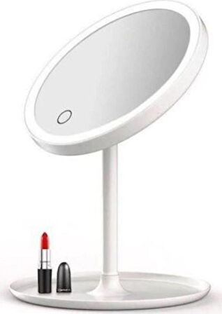 Dokunmatik LED Işıklı Makyaj Aynası Masa Üstü USB Şarjlı Makyaj Aynası Beyaz