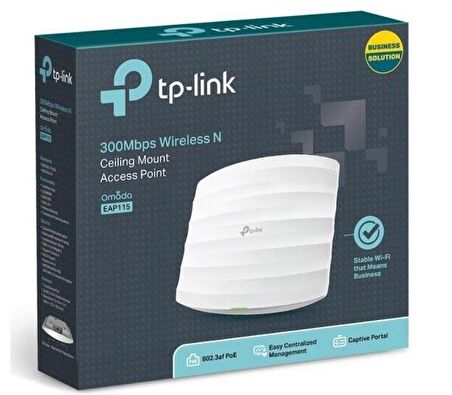 Tp-Link EAP115 300MBPS N Kablosuz Tavan Tipi İç Ortam  Access Point 