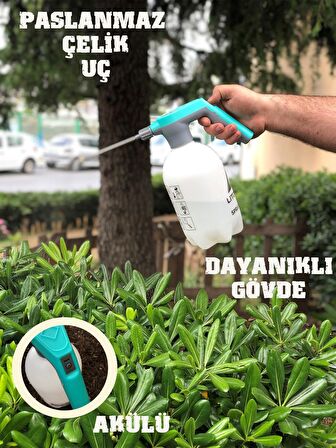 Akülü 2 Litre  Pompa Su Püskürtücü Fısfıs İlaç Pompası Bahçe Sulama Çim Sulama Pompası