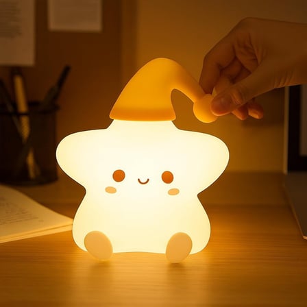 RGB Led Sevimli Yıldız Çocuk Odası Gece Masa Lambası Renk Değiştiren Yumuşak Silikon Şarj Edilebilir