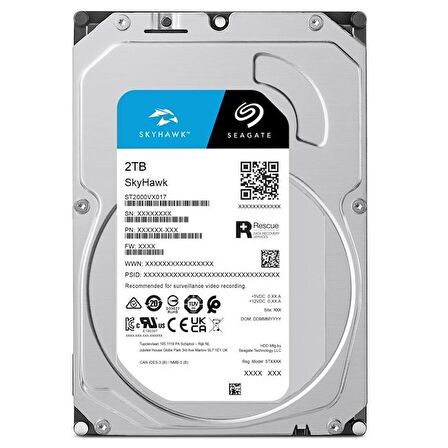 Seagate Skyhawk ST2000VX017 Sata 3.0 5900 RPM 3.5 inç 2 TB Harddisk