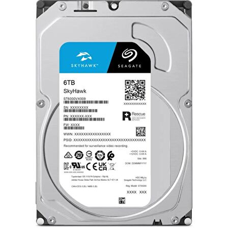 Seagate Skyhawk ST6000VX009 Sata 3.0 5400 RPM 3.5 inç 6 TB Harddisk