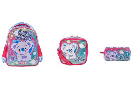 Kız Çocuk Muggle Cute Koala Anaokulu Çantası SET (3 PARÇA)