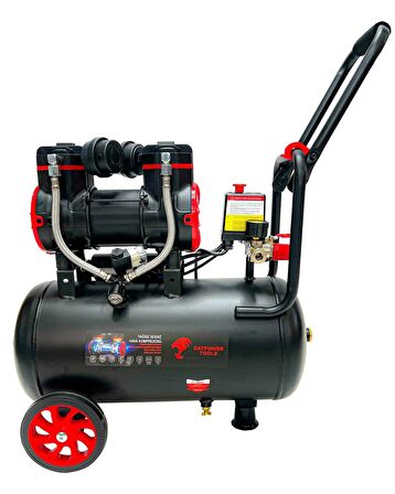 Catpower 24 Litre Sessiz Hava Kompresörü 1.5 Hp Bakır Sargı Motor 8 Bar