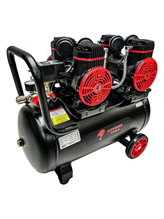 Catpower 50 Litre 4 Pistonlu Sessiz Hava Kompresörü 4 Hp 4 Piston Bakır Sargı Motor 8 Bar 5 Parça Ha