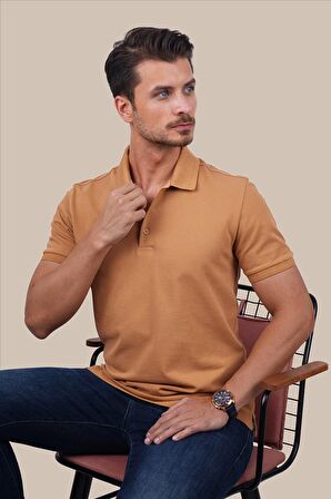 Taba Yaka Desenli Erkek Polo Tişört