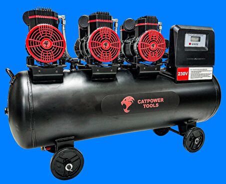 CatPower 100 Litre Sessiz Yağsız Hava Kompresörü 6 Hp Bakır Sargı Motor 8 Bar