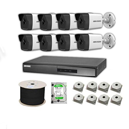 Hikvision 500 GB 4 Megapiksel HD 1920x1080 IP Kamera Güvenlik Kamerası Seti 8'li