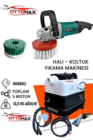 Ottomax 3 Motorlu Cleanfast Buharlı Halı ve Koltuk Yıkama Makinesi ve Koltuk Fırçalama Seti 