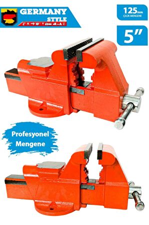 Germany Style 5 İnç 125 mm Çelik Mengene Profesyonel Ağır Hizmet Kırılmaz Örslü Masa Tezgah Mengenes