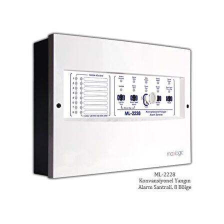 MaxLogic ML-2228 8 Bölgeli Konvansiyonel Yangın Alarm Santrali EN54-2/4 Sertifikalı