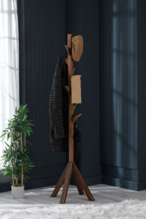 Ahşap Ayaklı Askılık Portmanto Modern Elbise Askısı 175 Cm  Ceviz - Meşe - Beyaz - Gri