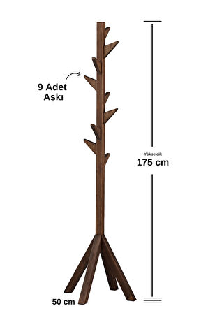 Ahşap Ayaklı Askılık Portmanto Modern Elbise Askısı 175 Cm  Ceviz - Meşe - Beyaz - Gri