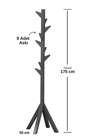 Ahşap Ayaklı Askılık Portmanto Modern Elbise Askısı 175 Cm  Ceviz - Meşe - Beyaz - Gri